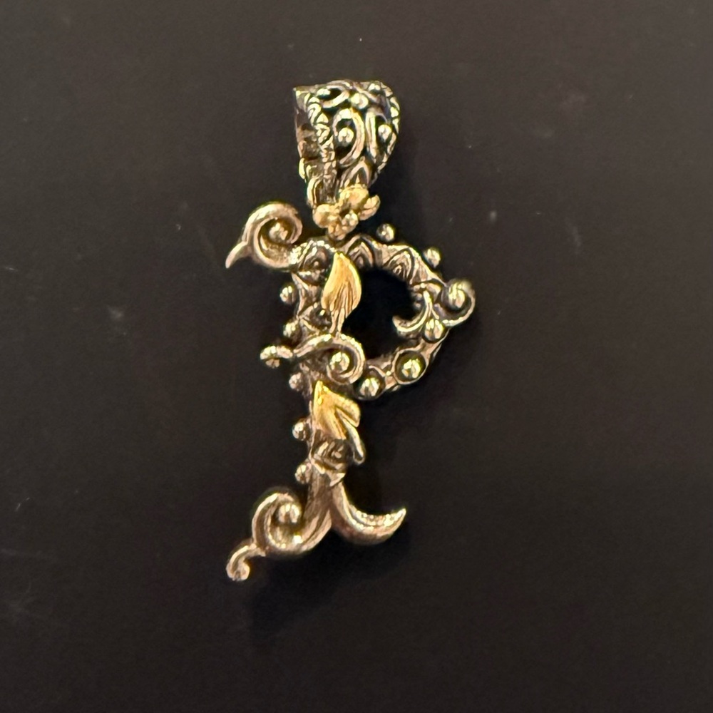 Barbara Bixby “P” initial Floral Pendant / enhancer